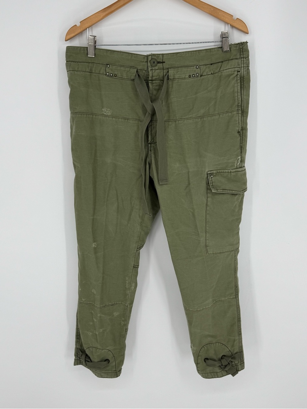 Free People Olive Green Cropped Cargo Pants